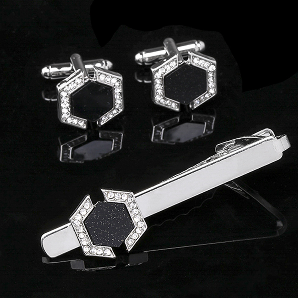 Men Formal Wear With Tie - 1PCS Starry Sky Geometric Hexagon Cufflinks