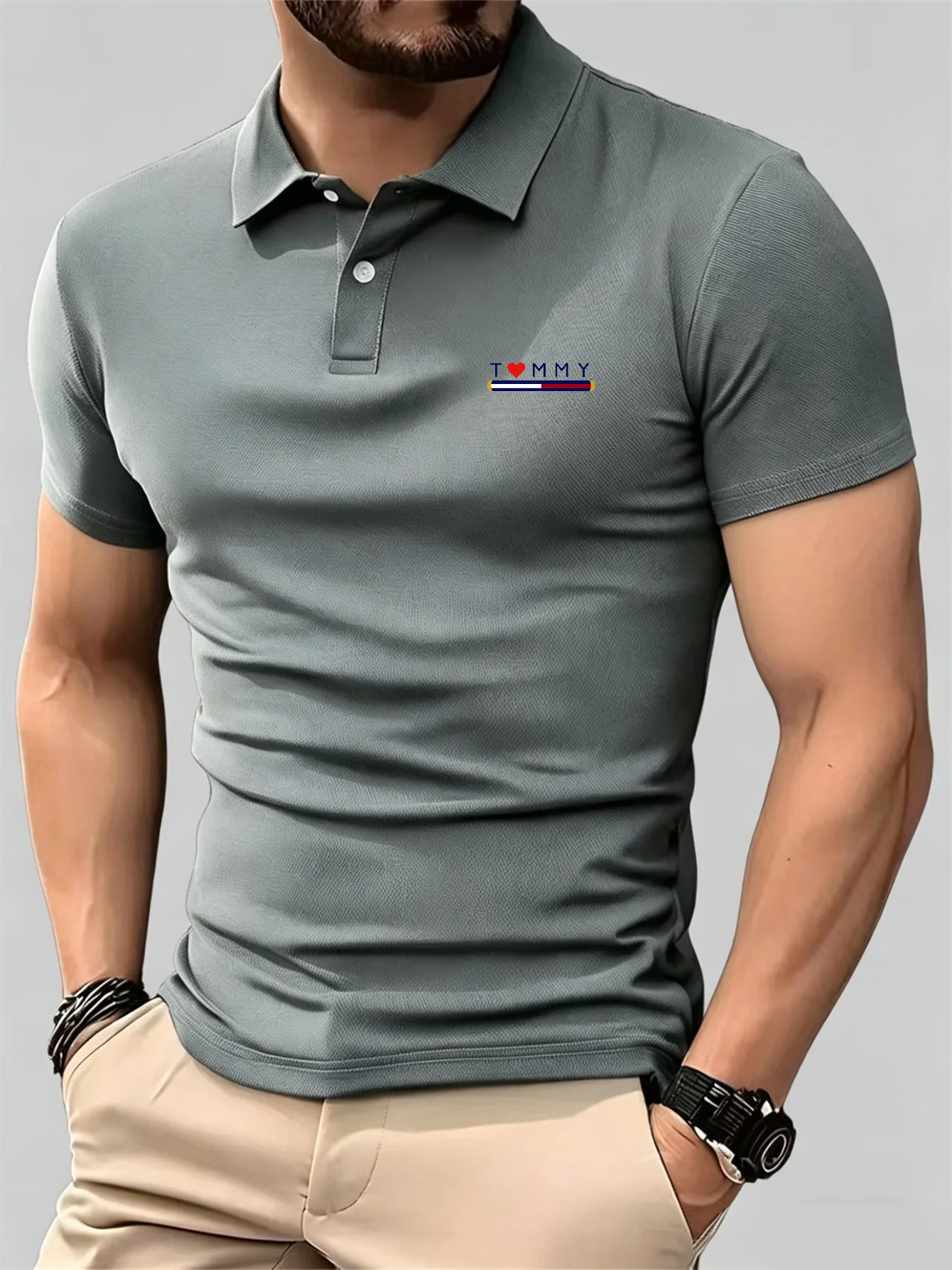 Young Men Formal Wear - New Breathable Short Sleeve Button-Down Polo
