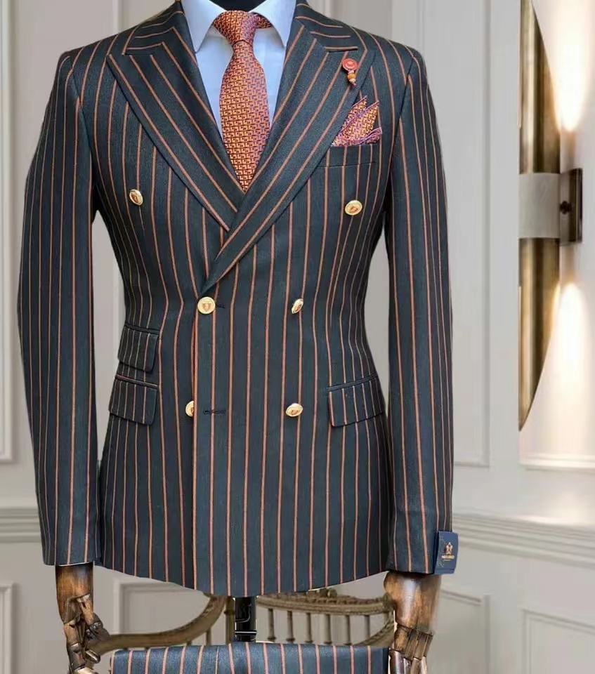 Young Men Formal Wear - Allingentle Men's Suits Stripe Business Blazer