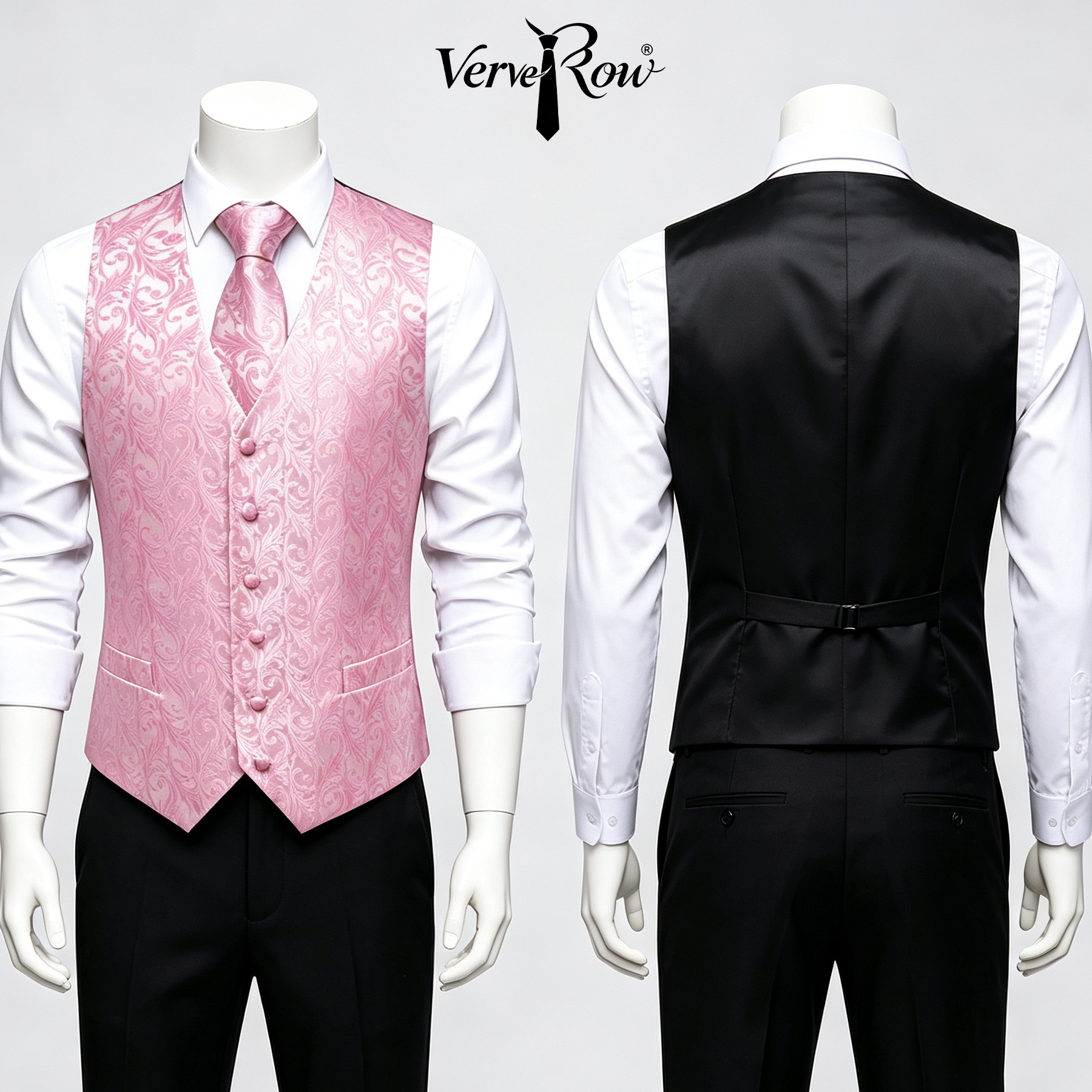 Men Formal Wear With Tie - Men Pink Tie Handkerchief Three Piece