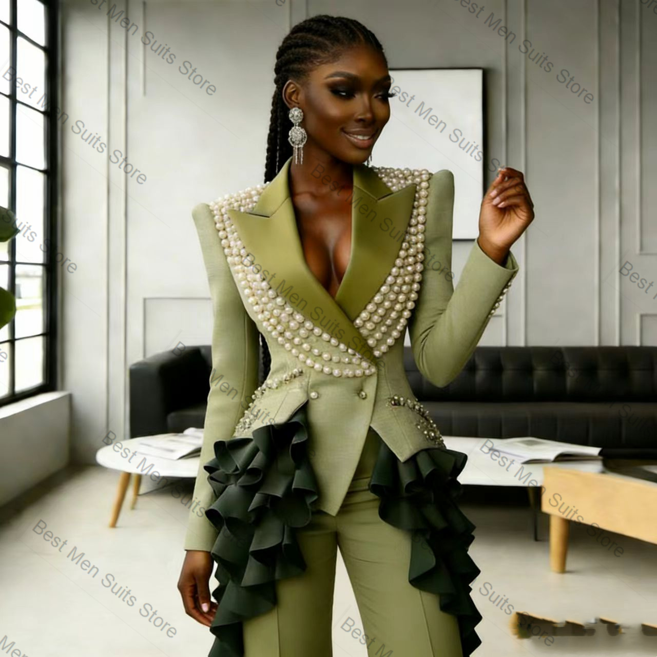 Pearls Green Women Suit Set 2  - Men'S Formal Wear For Wedding Guest ulasan dan harga