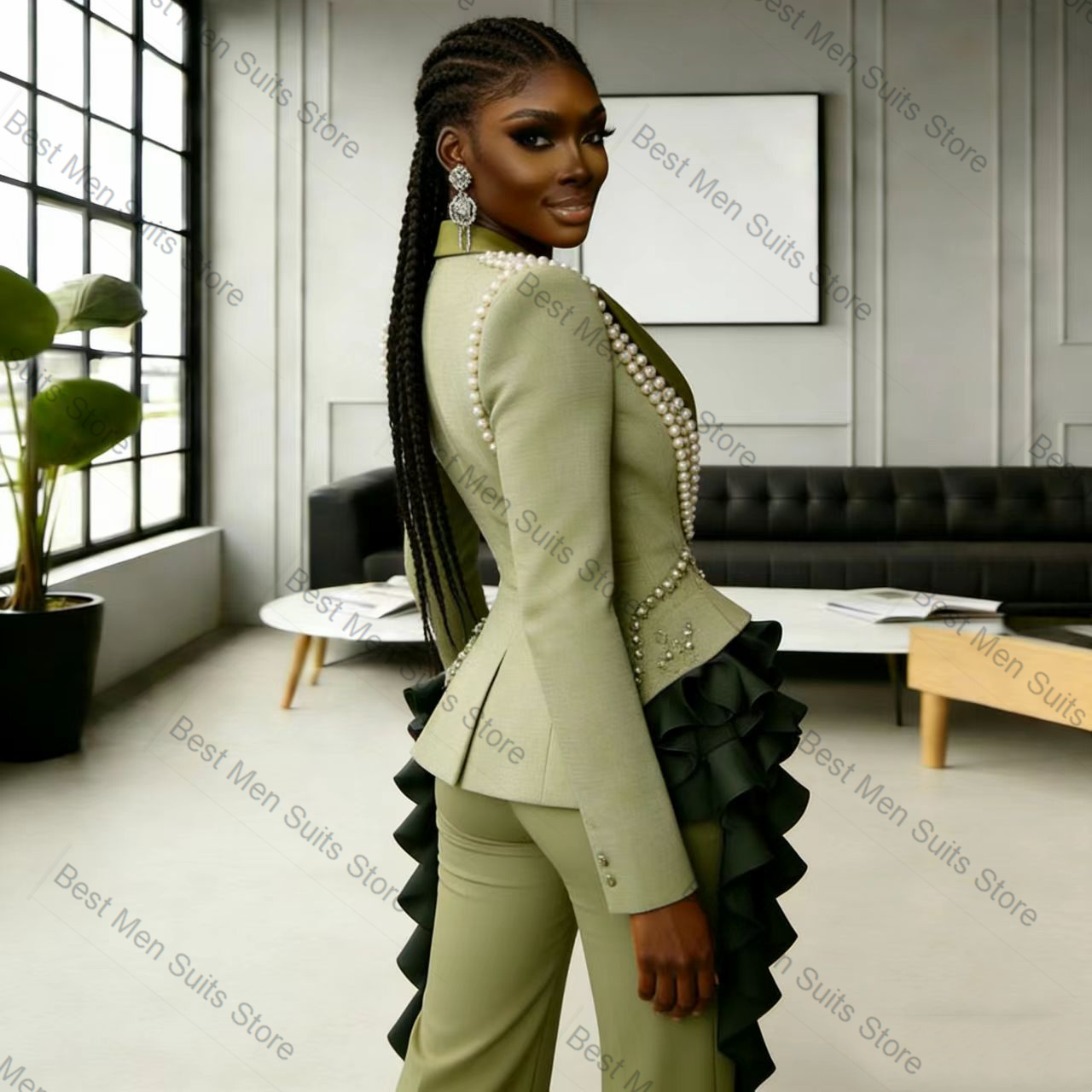 Pearls Green Women Suit Set 2  - Men'S Formal Wear For Wedding Guest ulasan dan harga
