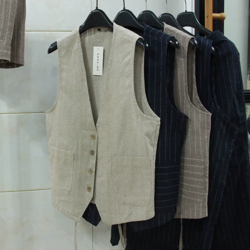 British Casual Linen Vest for  - Men Formal Wear Summer ulasan dan harga