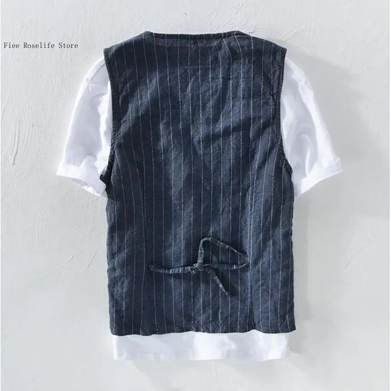 British Casual Linen Vest for  - Men Formal Wear Summer ulasan dan harga