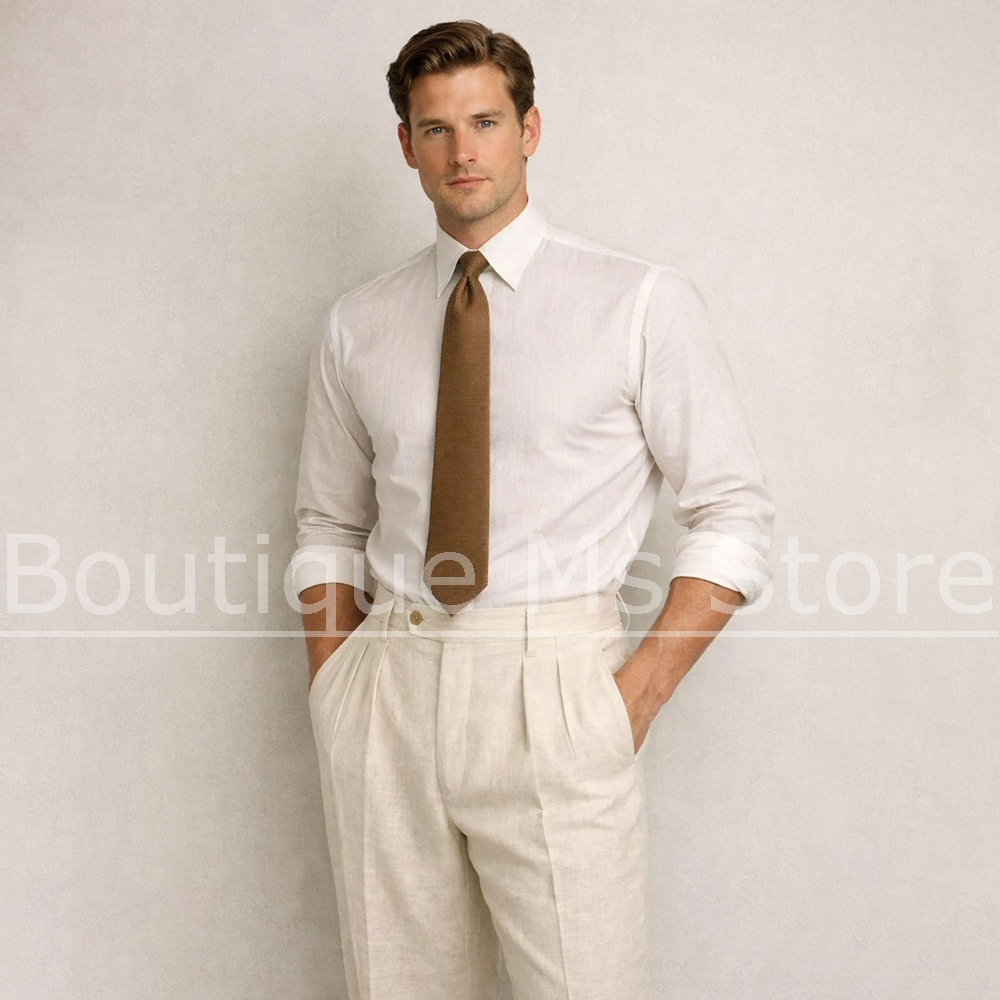 Fashion Men Linen 3 Piece Suit - Men Formal Wear Summer ulasan dan harga