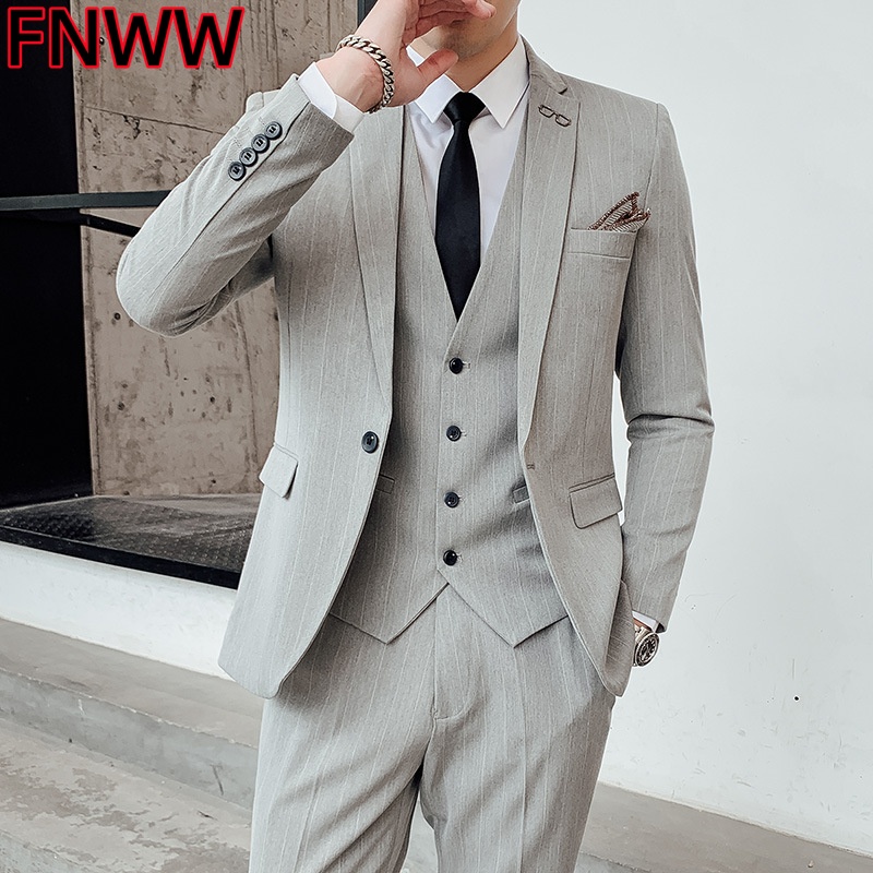 Men's Korean Style Three-Piece - Men'S Urban Formal Wear ulasan dan harga