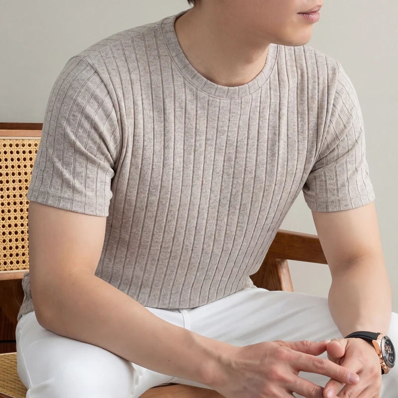 Business Casual Ribbed T Shirt - Young Men Formal Wear ulasan dan harga