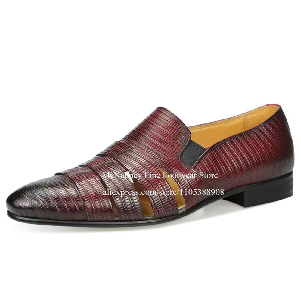 Breathable Cutout Burgundy Bla - Men Formal Wear Summer ulasan dan harga