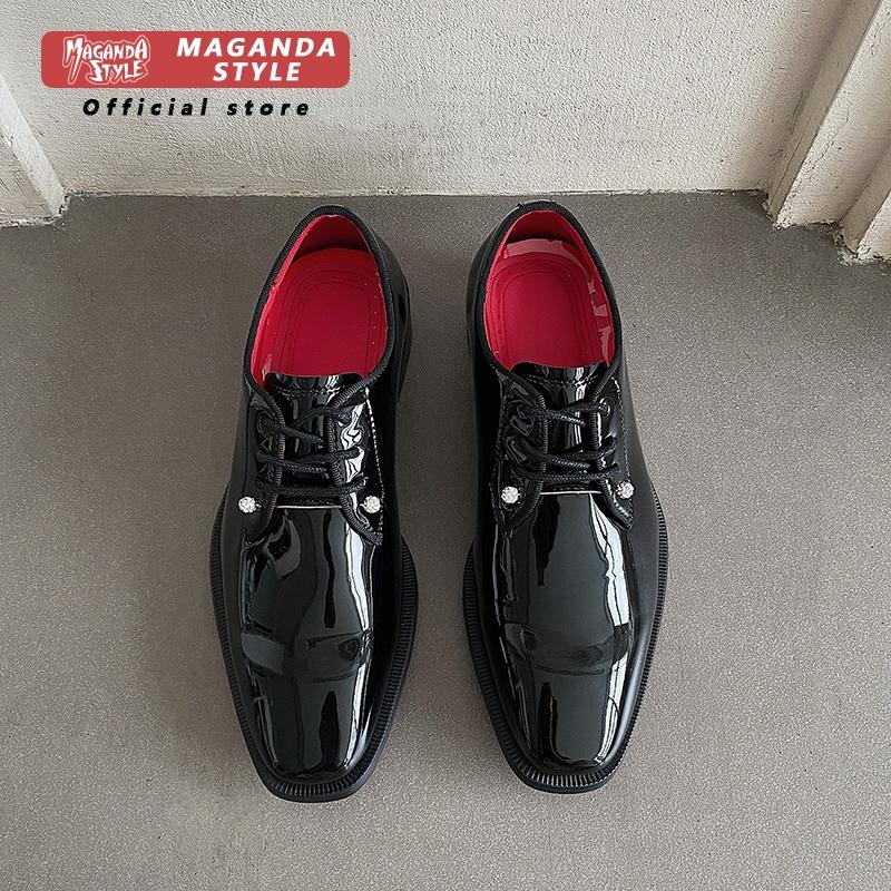 New Derby leather shoes for me - Men Formal Wear Red ulasan dan harga