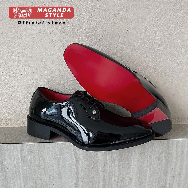 New Derby leather shoes for me - Men Formal Wear Red ulasan dan harga