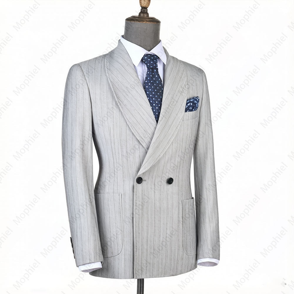 Mophiel Light Grey Men Suits S - Men Formal Wear For Wedding ulasan dan harga