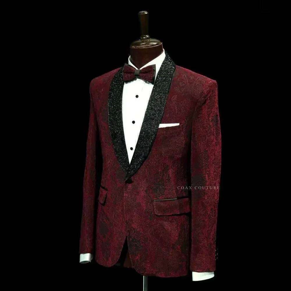 Dark Red Formal Men Suits Jacq - Men Formal Wear Red ulasan dan harga