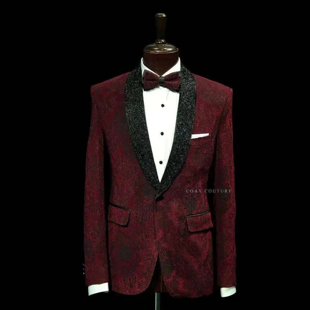 Dark Red Formal Men Suits Jacq - Men Formal Wear Red ulasan dan harga
