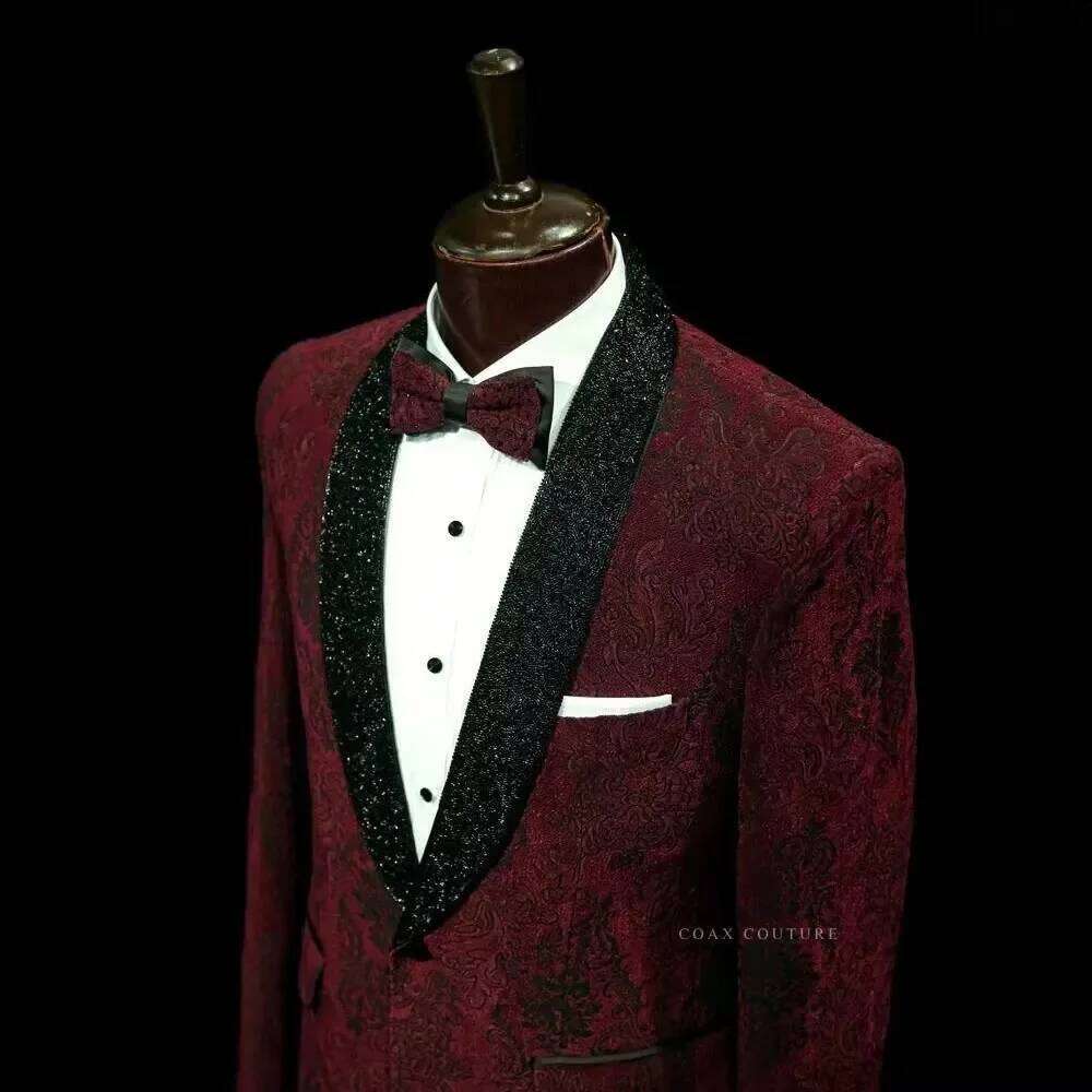 Dark Red Formal Men Suits Jacq - Men Formal Wear Red ulasan dan harga