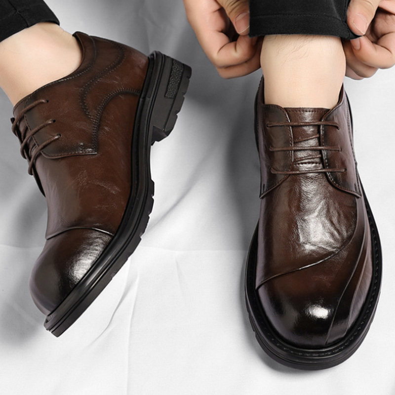 Brown Burnished Genuine Leathe - Men Formal Wear For Wedding ulasan dan harga