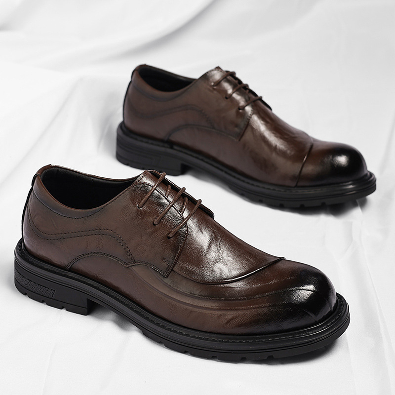 Brown Burnished Genuine Leathe - Men Formal Wear For Wedding ulasan dan harga