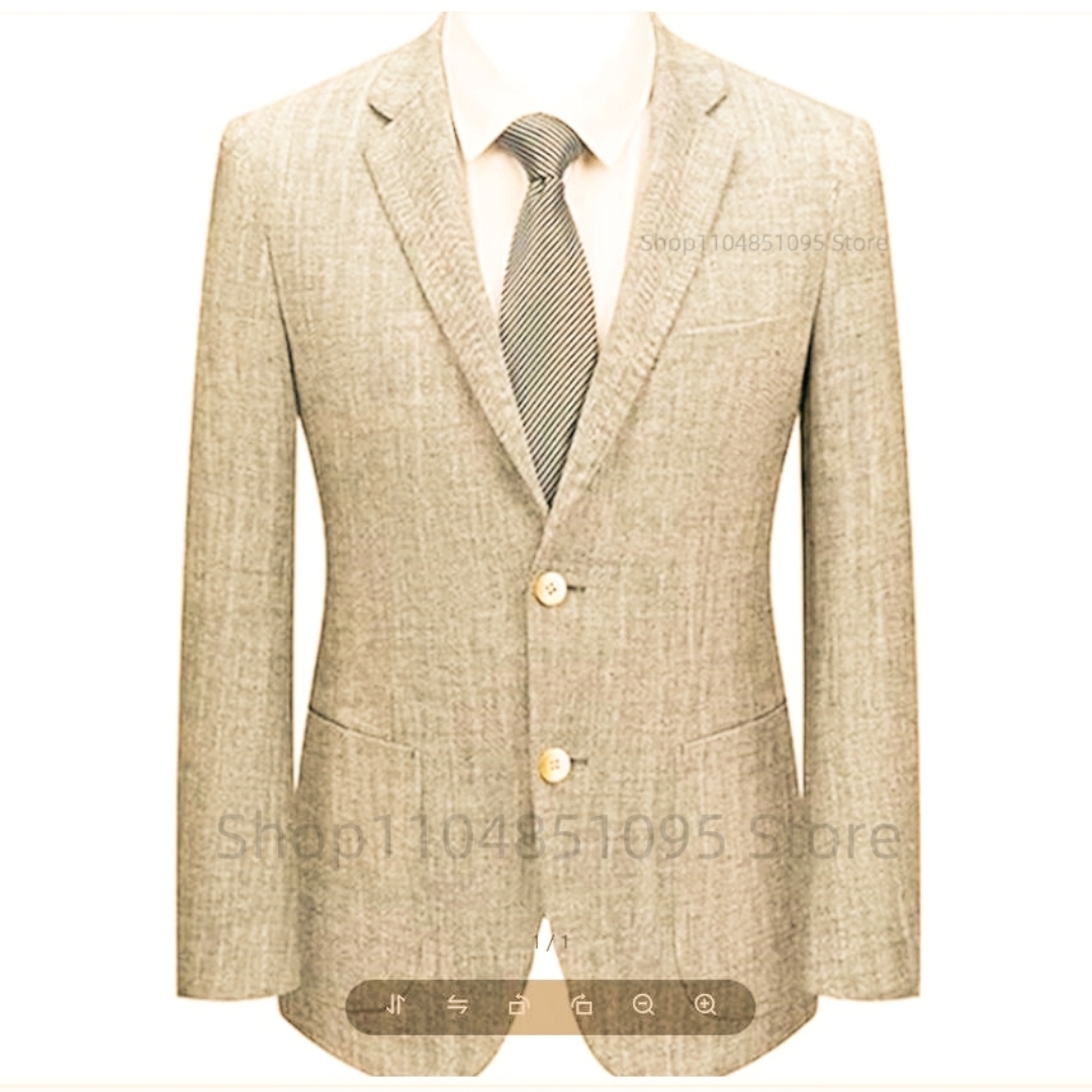 Men's Slim Fit Linen Suit Blaz - Men Formal Wear Summer ulasan dan harga
