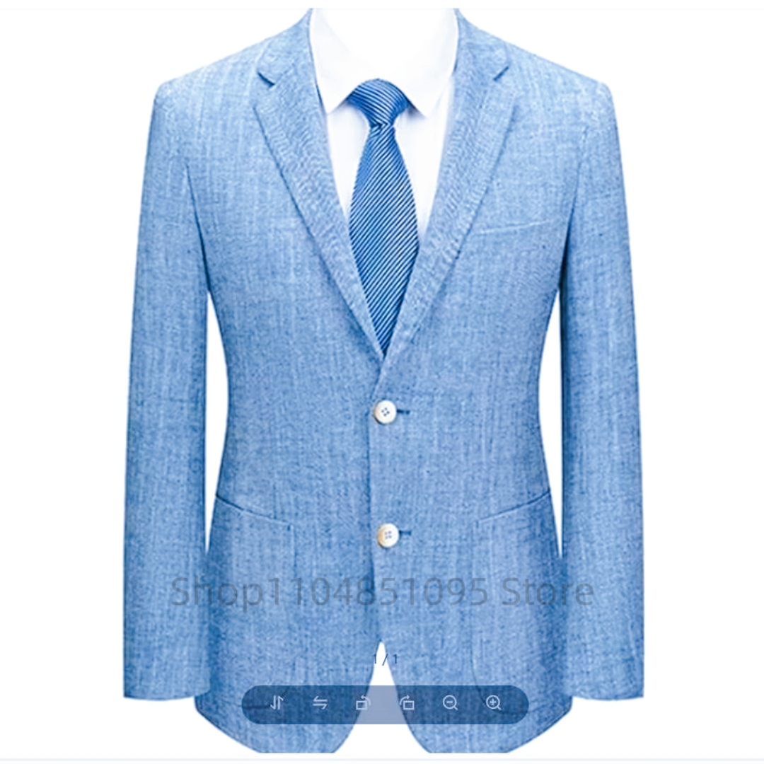 Men's Slim Fit Linen Suit Blaz - Men Formal Wear Summer ulasan dan harga