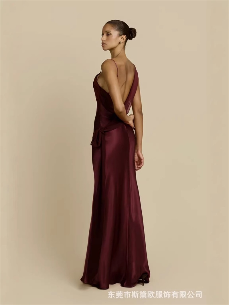 Burgundy Satin Prom Dress Sexy - Men'S Formal Wear For Wedding Guest ulasan dan harga