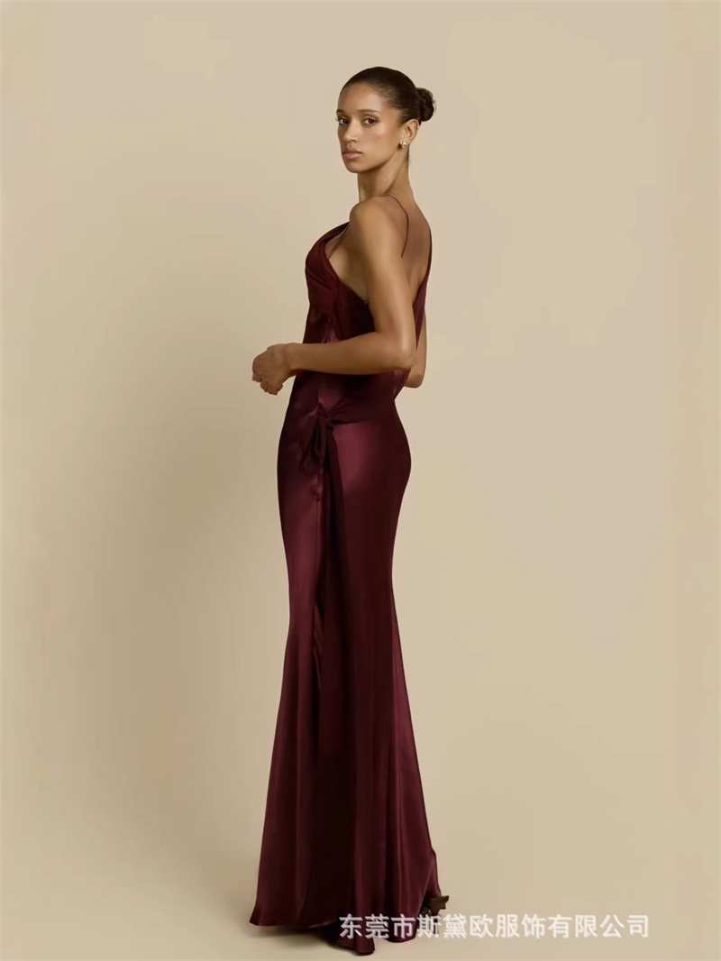 Burgundy Satin Prom Dress Sexy - Men'S Formal Wear For Wedding Guest ulasan dan harga