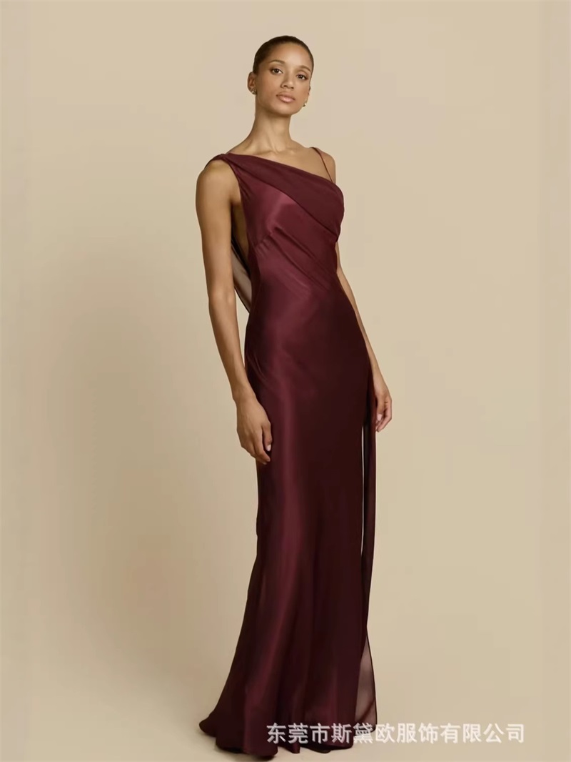Burgundy Satin Prom Dress Sexy - Men'S Formal Wear For Wedding Guest ulasan dan harga