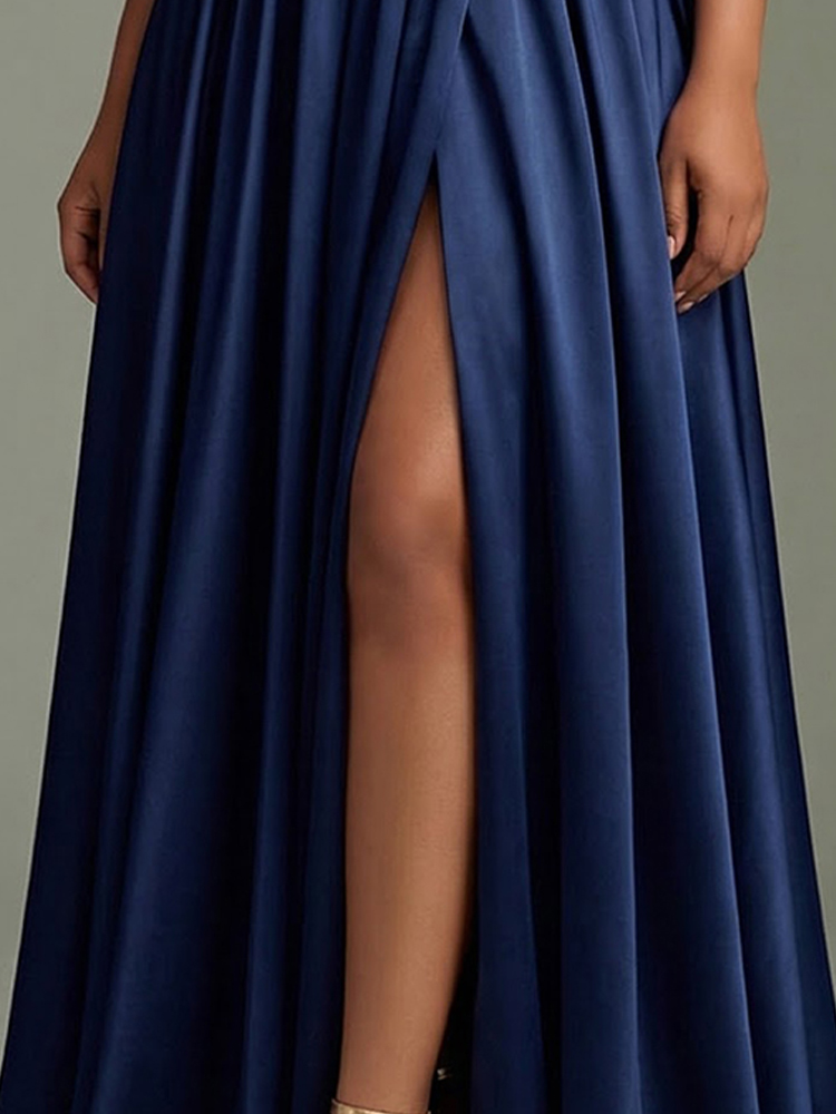 Elegant Women's Navy Satin For - Men'S Formal Wear For Wedding Guest ulasan dan harga