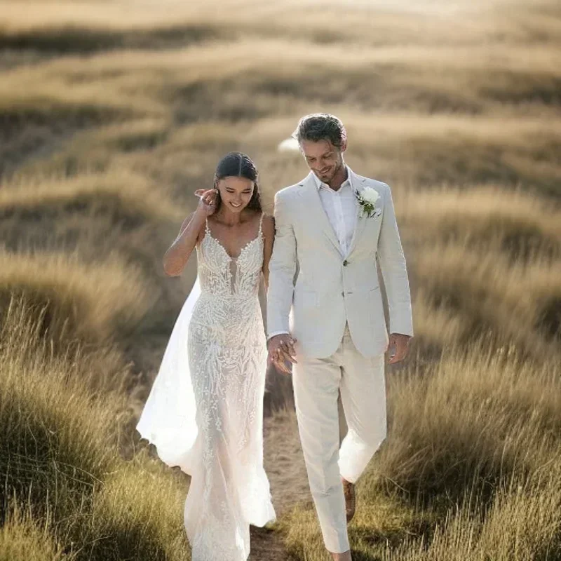 Linen Wedding Tuxedo For Men S - Men Formal Wear Summer ulasan dan harga