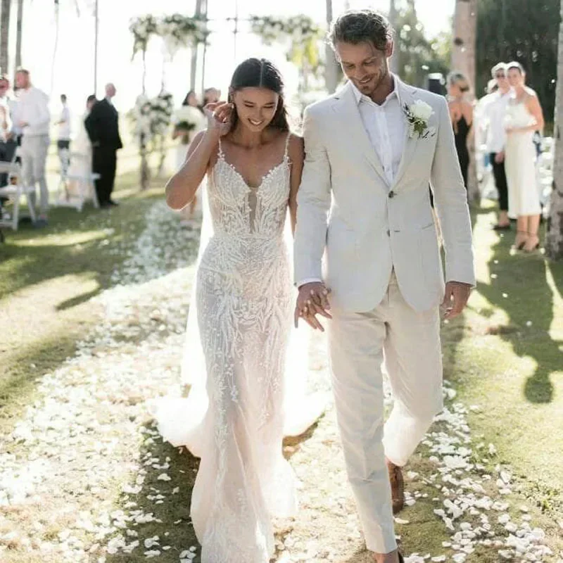 Linen Wedding Tuxedo For Men S - Men Formal Wear Summer ulasan dan harga