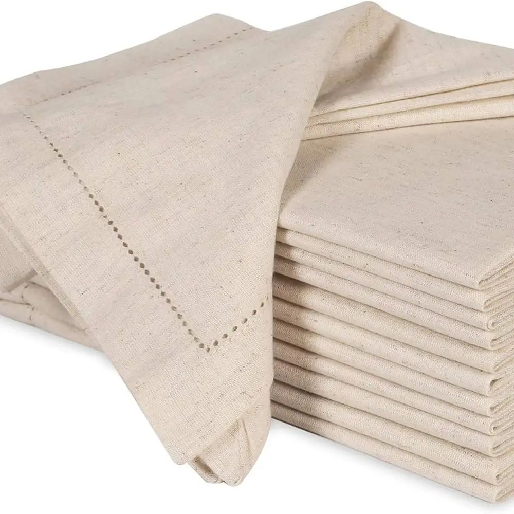 6 Pieces Linen napkins White T - Monogrammed Handkerchief ulasan dan harga