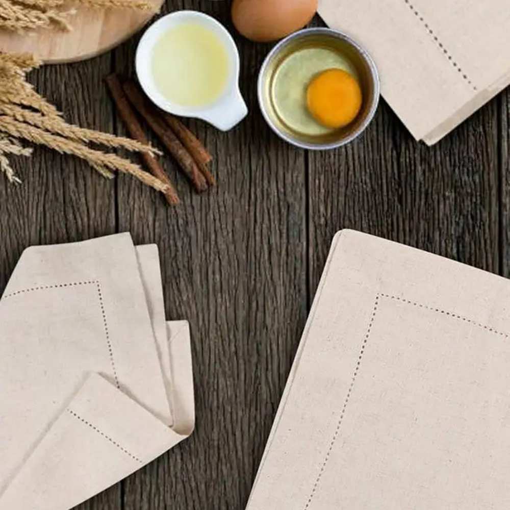 6 Pieces Linen napkins White T - Monogrammed Handkerchief ulasan dan harga