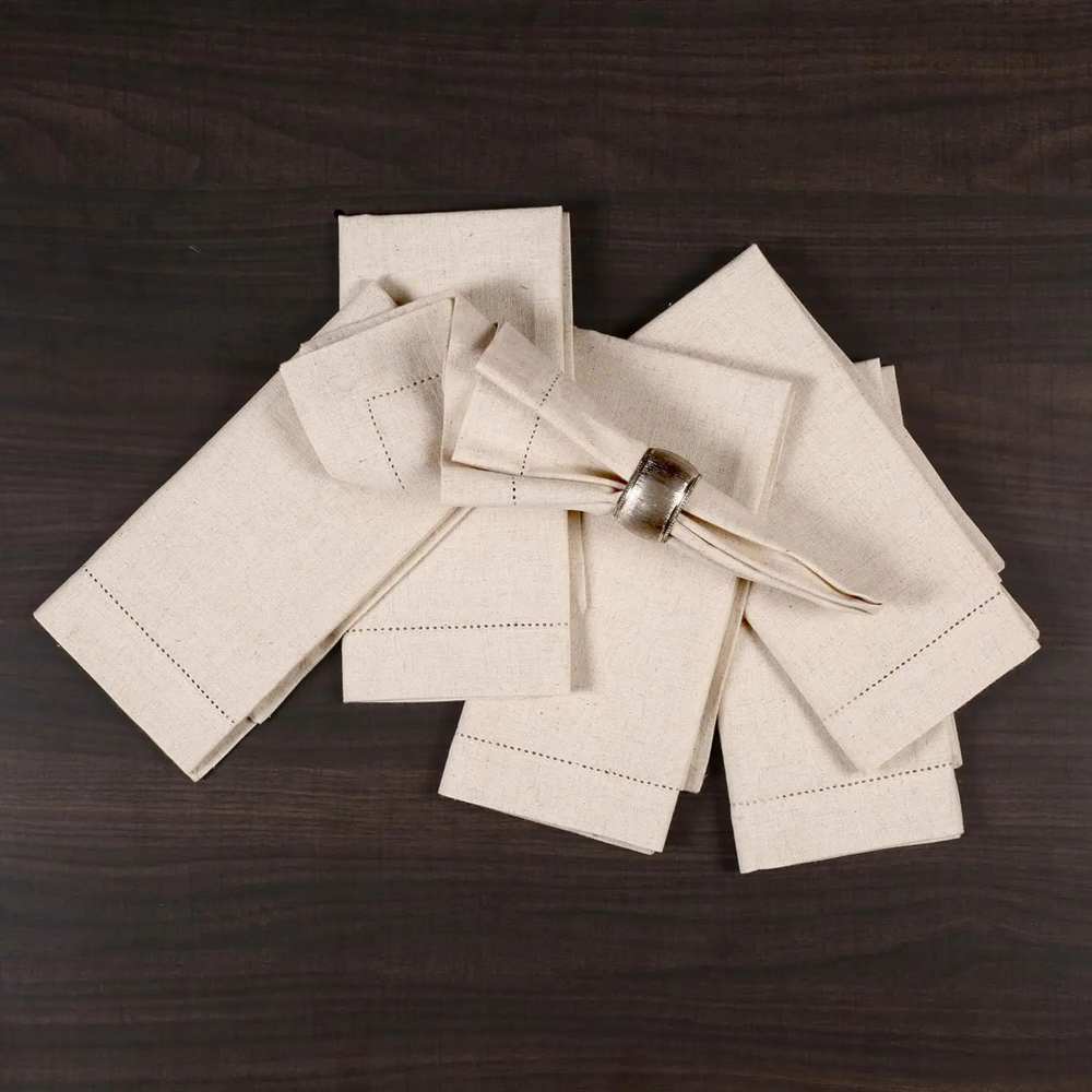 6 Pieces Linen napkins White T - Monogrammed Handkerchief ulasan dan harga