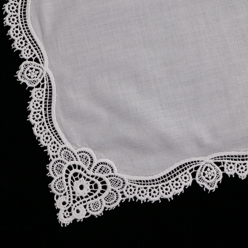 A004 White Cotton 10Piece Lace - Monogrammed Handkerchief ulasan dan harga