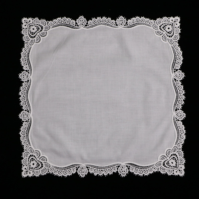 A004 White Cotton 10Piece Lace - Monogrammed Handkerchief ulasan dan harga
