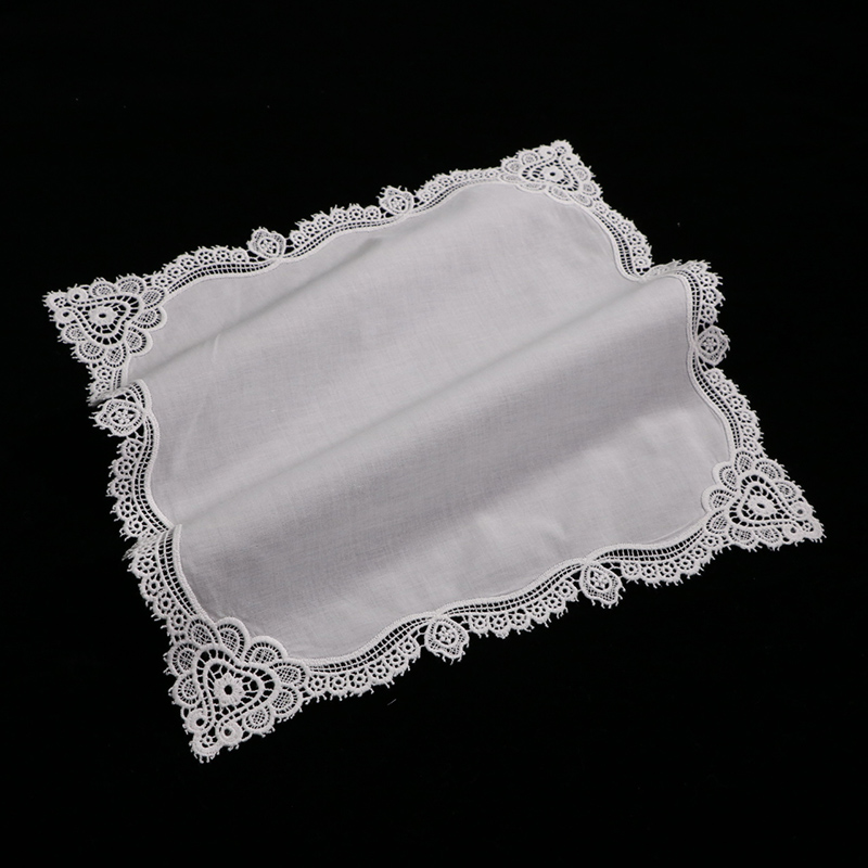 A004 White Cotton 10Piece Lace - Monogrammed Handkerchief ulasan dan harga