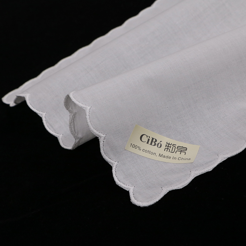 A011 White Cotton Shell edge H - Monogrammed Handkerchief ulasan dan harga
