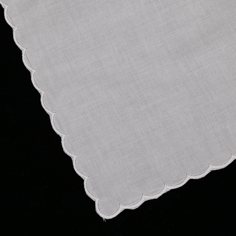 A011 White Cotton Shell edge H - Monogrammed Handkerchief ulasan dan harga