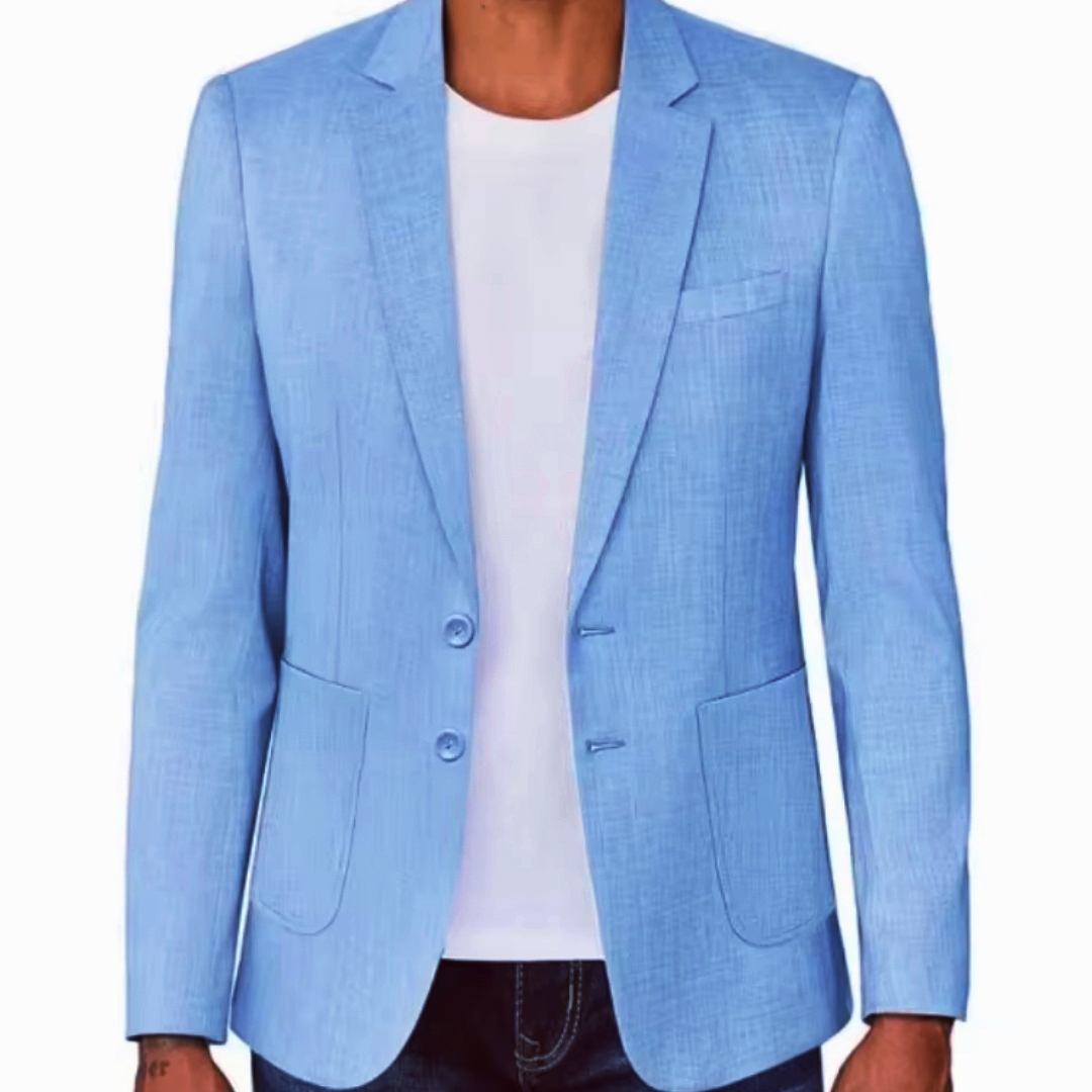 Slim Fit Men's Beige/Blue Line - Men Formal Wear Summer ulasan dan harga