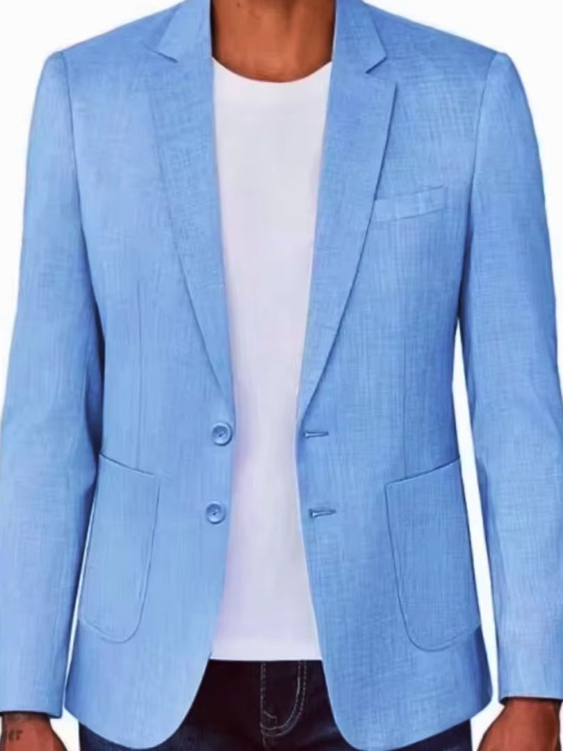 Slim Fit Men's Beige/Blue Line - Men Formal Wear Summer ulasan dan harga