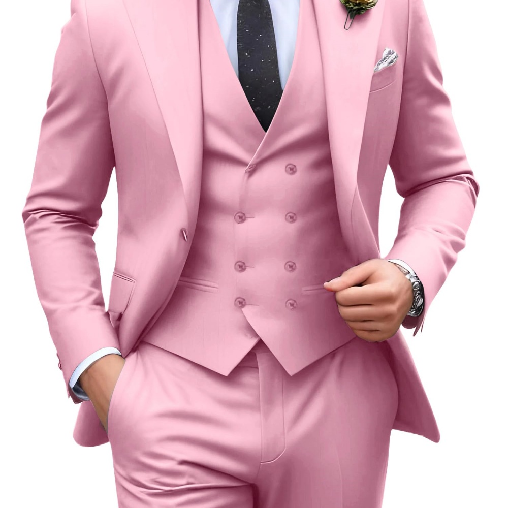 3 Pieces Solid Color Men Suits - Men Formal Wear For Wedding ulasan dan harga