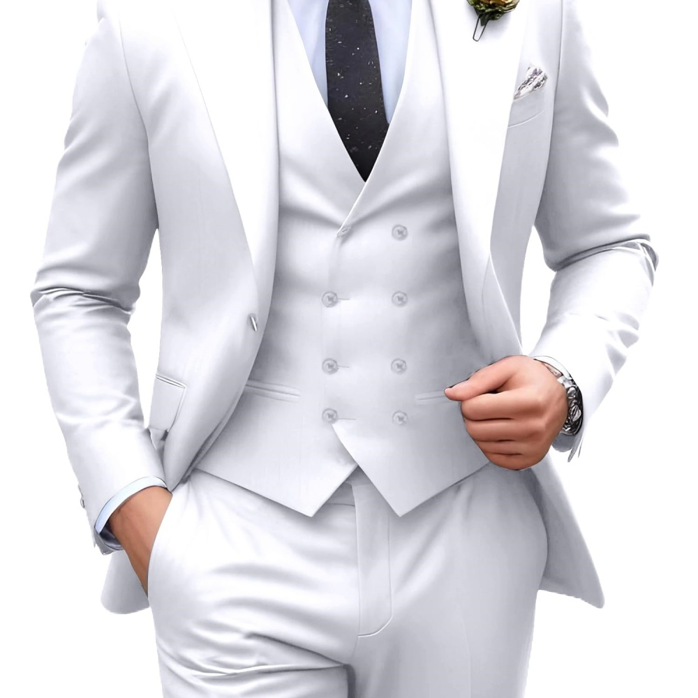 3 Pieces Solid Color Men Suits - Men Formal Wear For Wedding ulasan dan harga