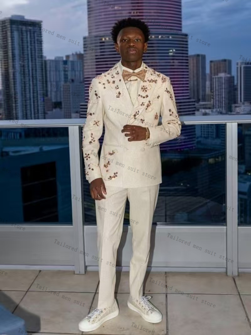 Shiny White Men Suits Set 2 Pi - Men Formal Wear Red ulasan dan harga