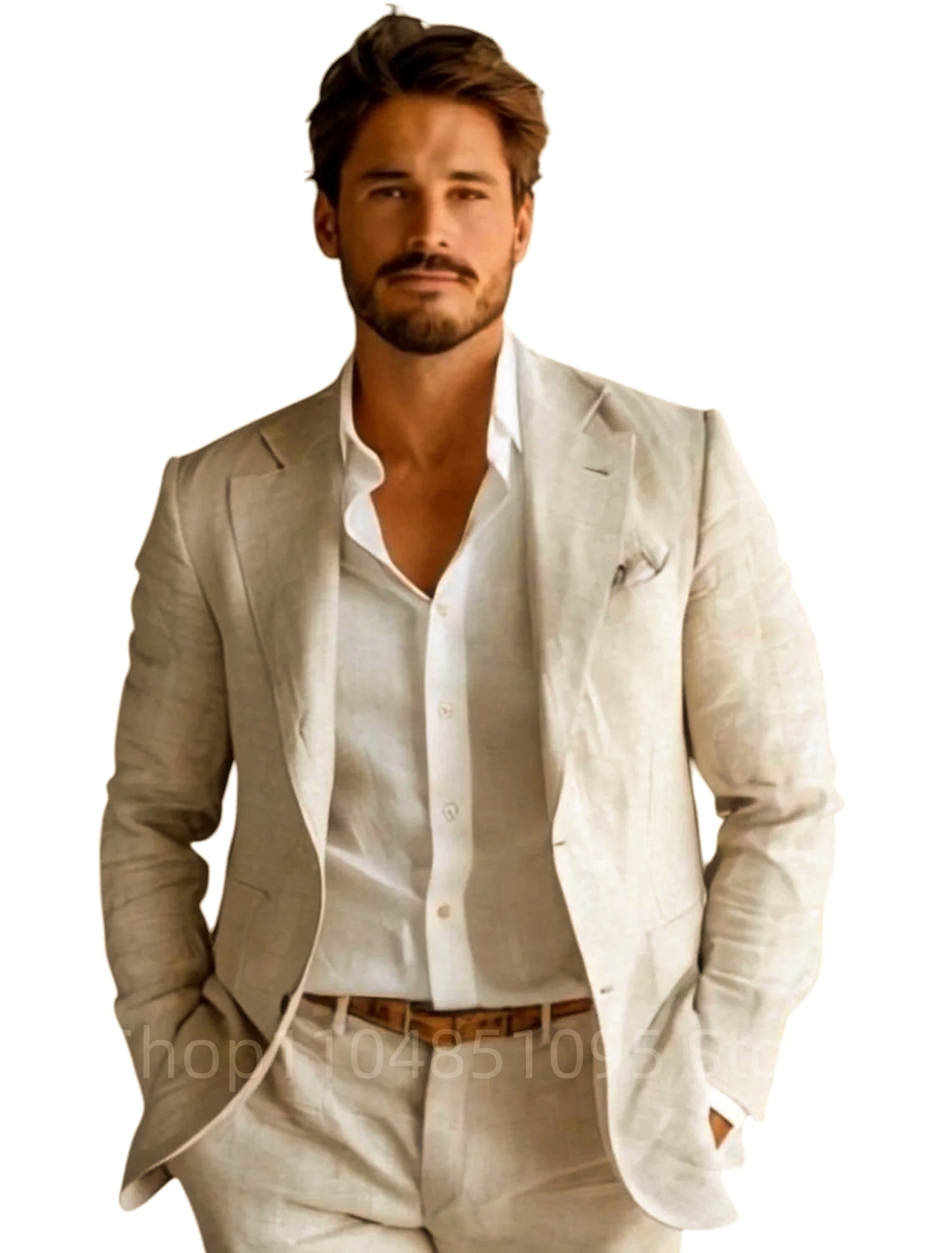 Blue Slim Fit Men's Linen Blaz - Men Formal Wear Summer ulasan dan harga
