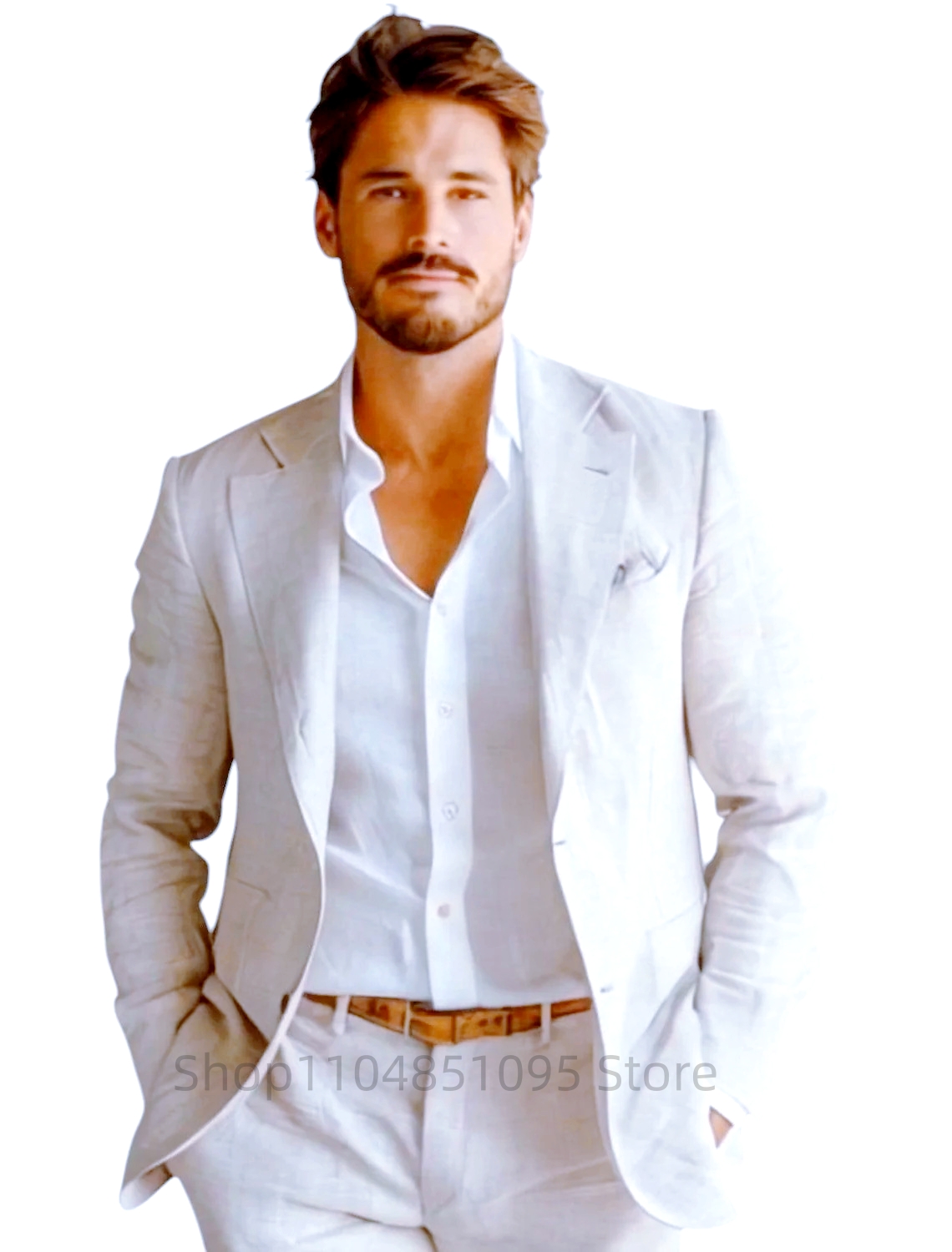 Blue Slim Fit Men's Linen Blaz - Men Formal Wear Summer ulasan dan harga