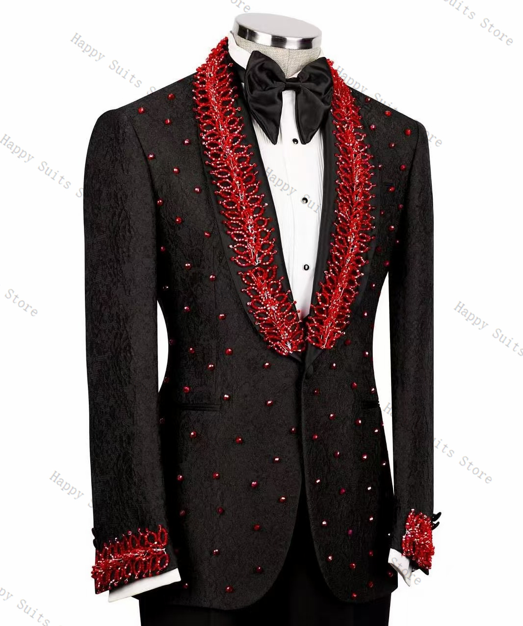 Red Crystals Men Suit Set 2 Pc - Men Formal Wear Red ulasan dan harga