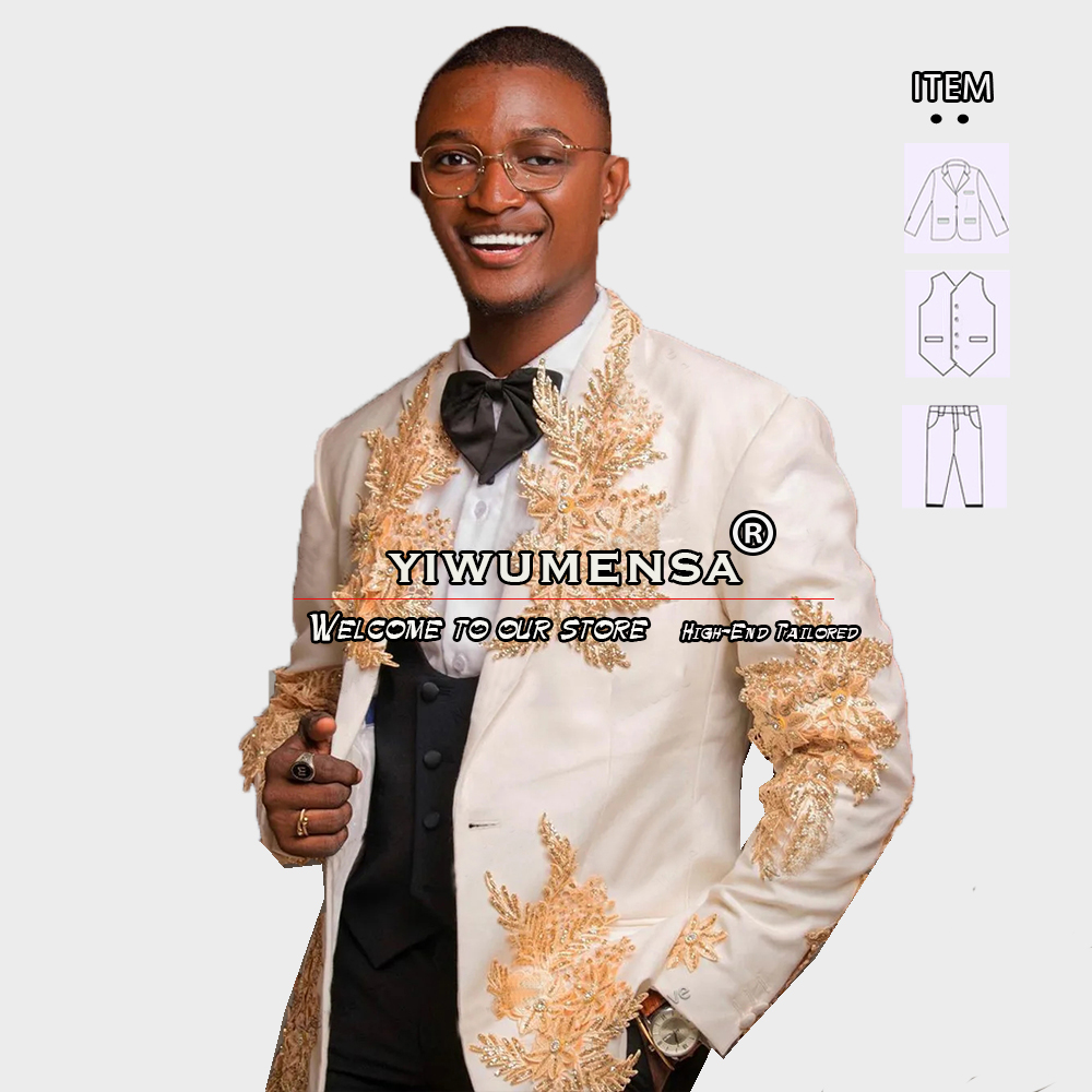 Customized 3 Pieces Suits Men  - Men Formal Wear For Wedding ulasan dan harga