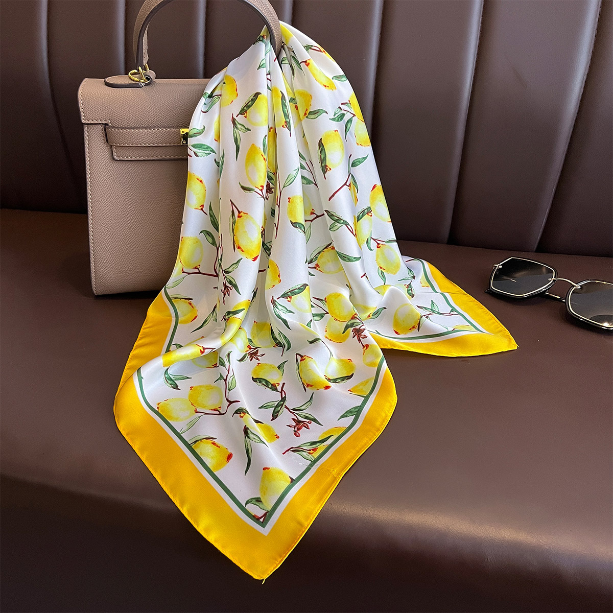 2025 New Yellow Lemon Print Sq - Silk Tie Woven ulasan dan harga