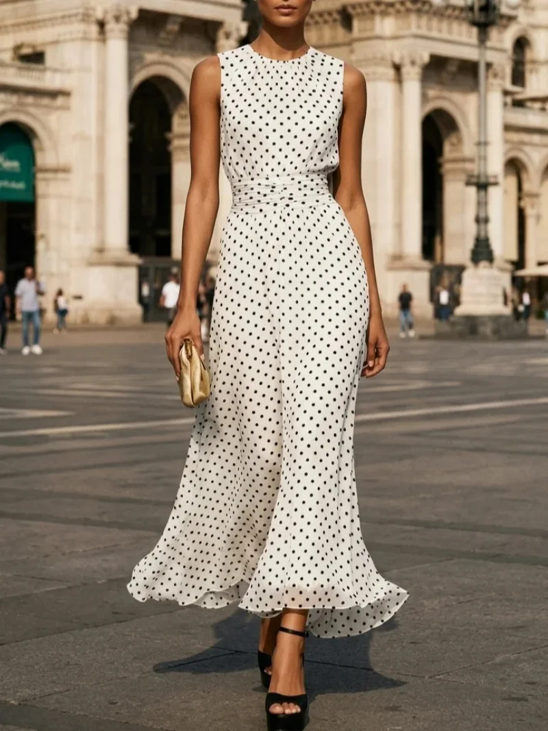 Women's Sleeveless Polka Dot M - Men'S Formal Wear For Wedding Guest ulasan dan harga