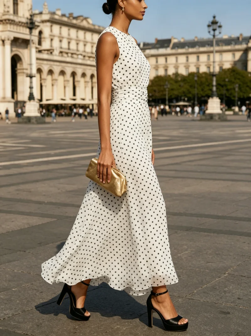 Women's Sleeveless Polka Dot M - Men'S Formal Wear For Wedding Guest ulasan dan harga