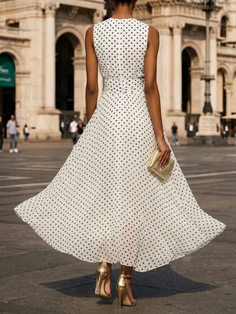 Women's Sleeveless Polka Dot M - Men'S Formal Wear For Wedding Guest ulasan dan harga