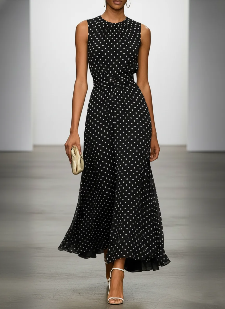 Women's Sleeveless Polka Dot M - Men'S Formal Wear For Wedding Guest ulasan dan harga